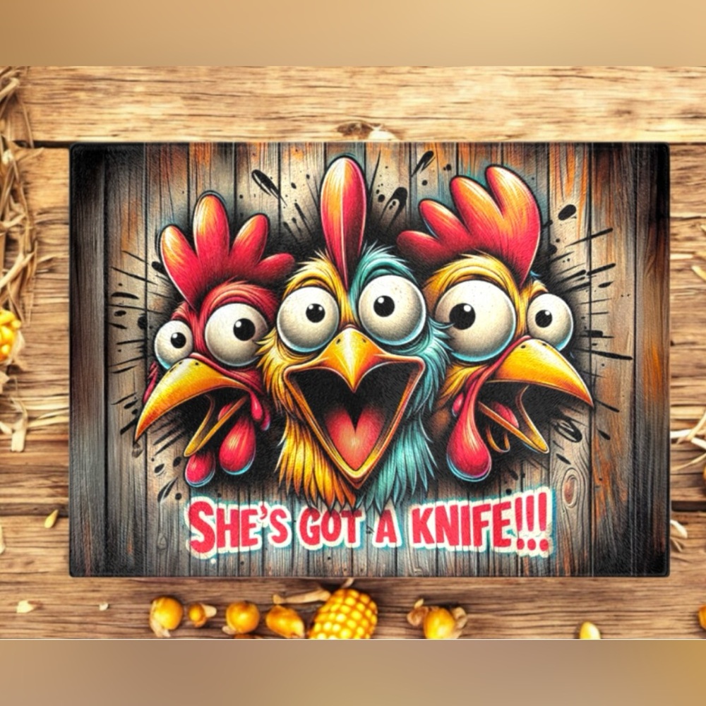 Chicken Glass Cutting Board